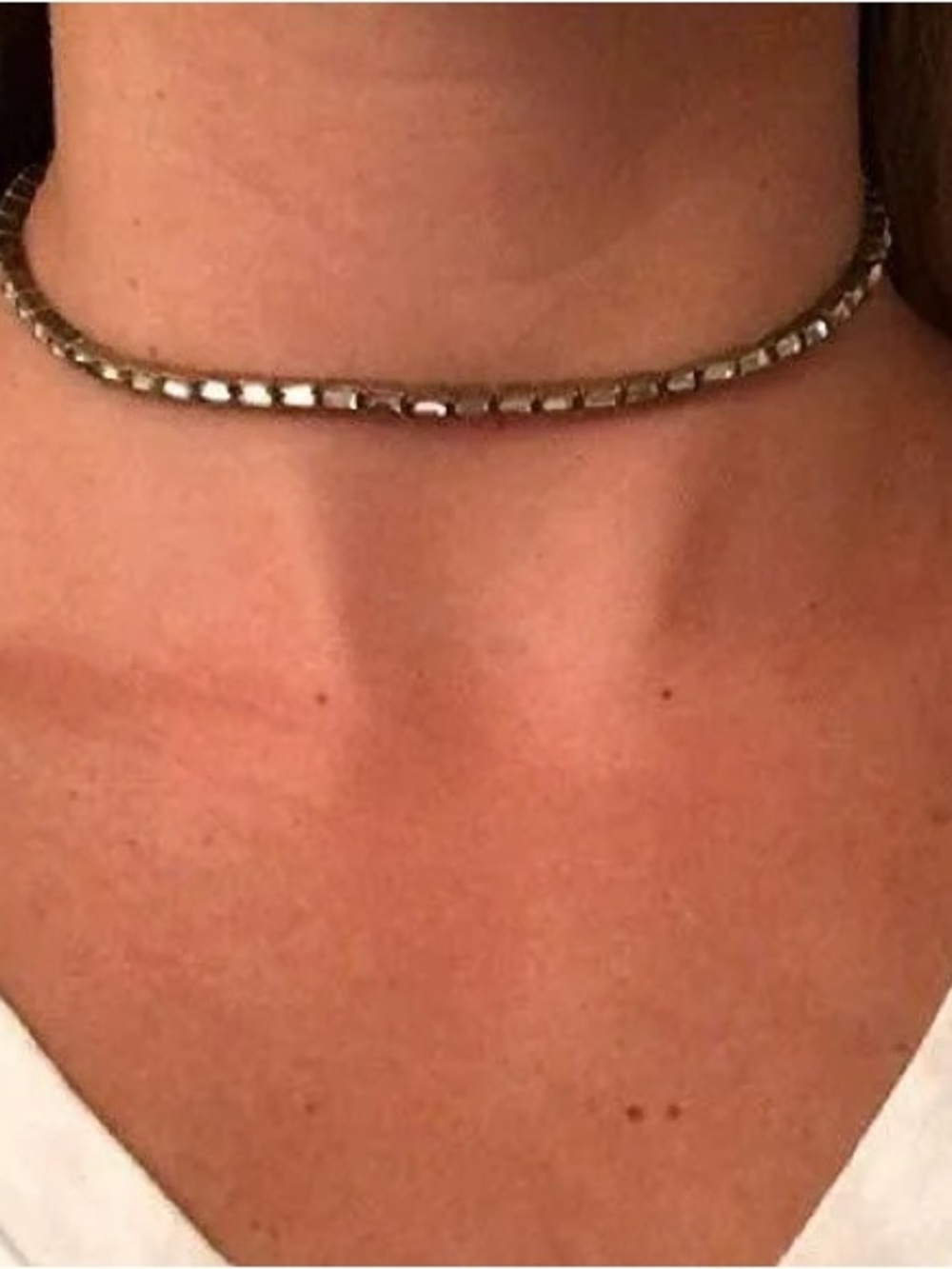 QVC BaubleBar Baguette Cut Crystal Antiqued Goldtone Choker Necklace